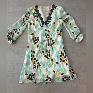 Milly Printed Laced V Neck Lace Dress Size 4